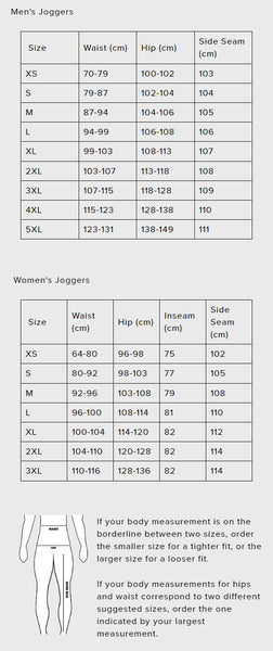 SBD Singapore SBD Joggers (Resolve Range) Sizing Guide