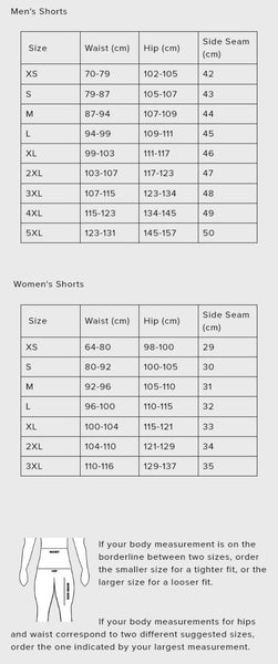SBD Singapore SBD Shorts (Resolve Range) Sizing Guide