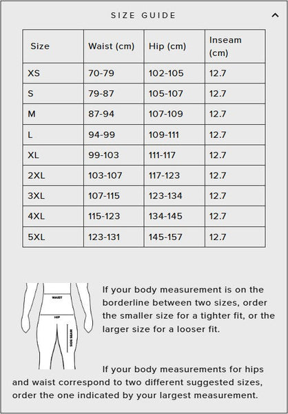 SBD Singapore SBD Training Shorts - Men's (Nova Range) Sizing Guide