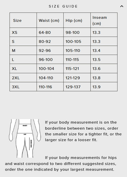 SBD Singapore SBD Training Shorts - Women's (Nova Range) Sizing Guide